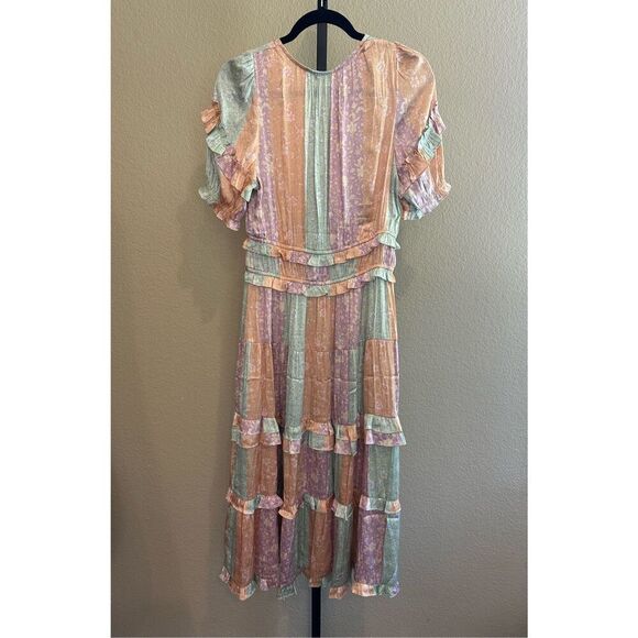 Size S Anthropologie Current Air Color Block Floral Midi Dress - Picture 5 of 10